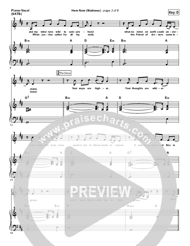 Here Now (Madness) Piano/Vocal (SATB) (Hillsong Worship)