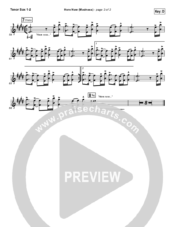 Here Now (Madness) Tenor Sax 1/2 (Hillsong Worship)