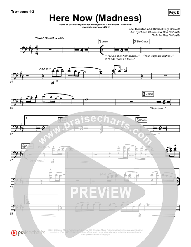 Here Now (Madness) Trombone 1/2 (Hillsong Worship)