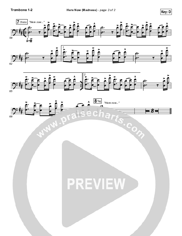 Here Now (Madness) Trombone 1/2 (Hillsong Worship)