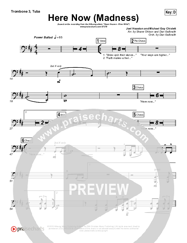 Here Now (Madness) Trombone 3/Tuba (Hillsong Worship)