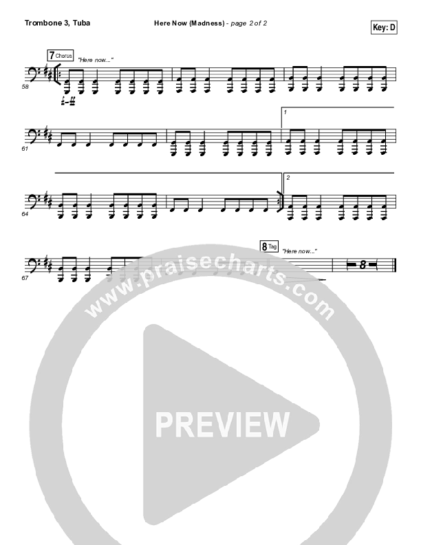 Here Now (Madness) Trombone 3/Tuba (Hillsong Worship)