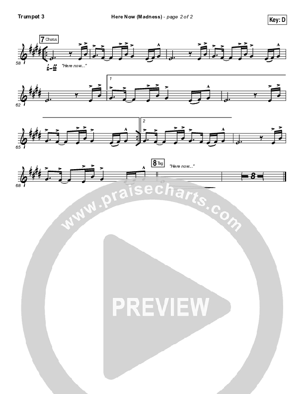 Here Now (Madness) Trumpet 3 (Hillsong Worship)