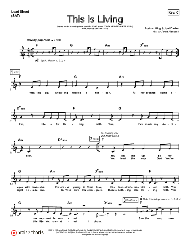 This Is Living  Lead Sheet (SAT) (Hillsong Worship)