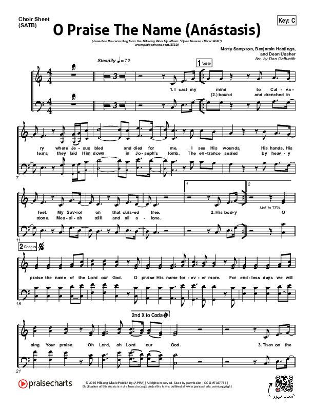 O Praise The Name (Anastasis) Choir Vocals (SATB) (Hillsong Worship)
