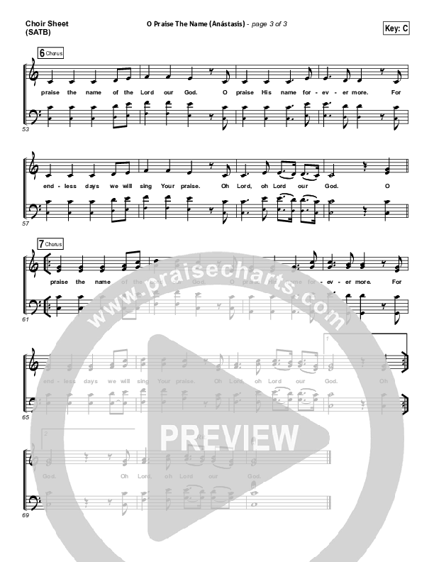 O Praise The Name (Anastasis) Choir Sheet (SATB) (Hillsong Worship)