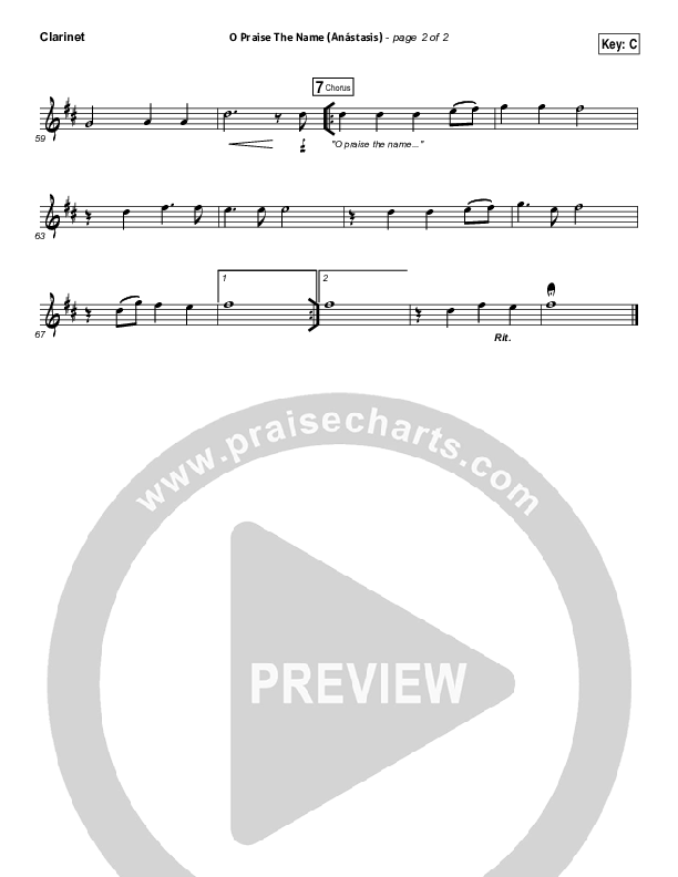 O Praise The Name (Anastasis) Clarinet (Hillsong Worship)