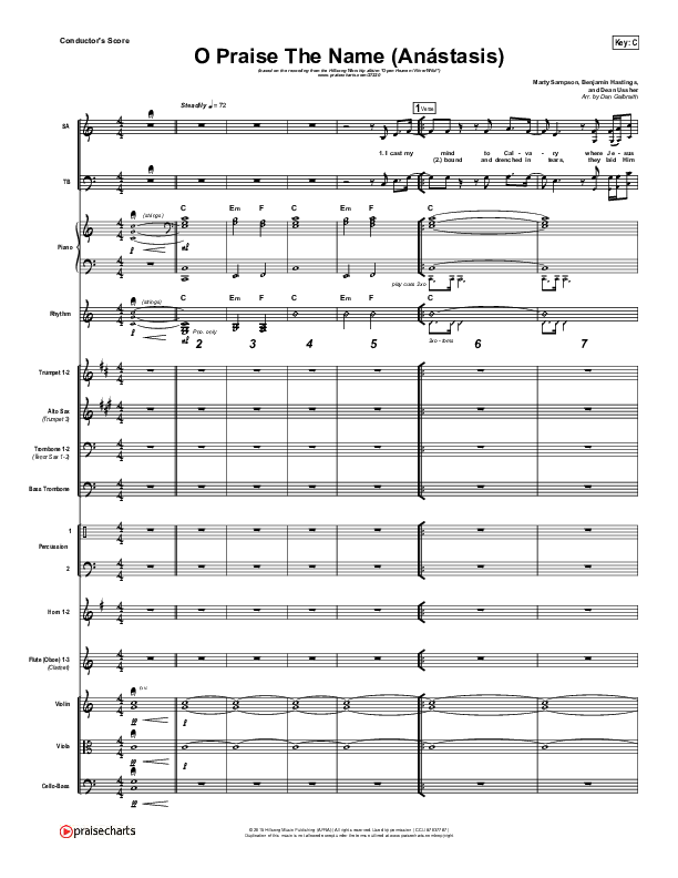 O Praise The Name (Anastasis) Conductor's Score (Hillsong Worship)
