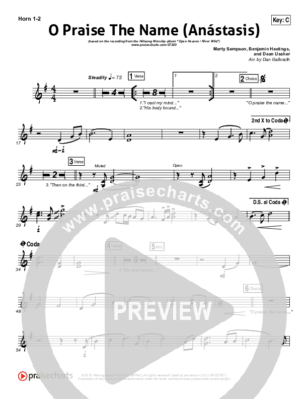 O Praise The Name (Anastasis) French Horn 1/2 (Hillsong Worship)