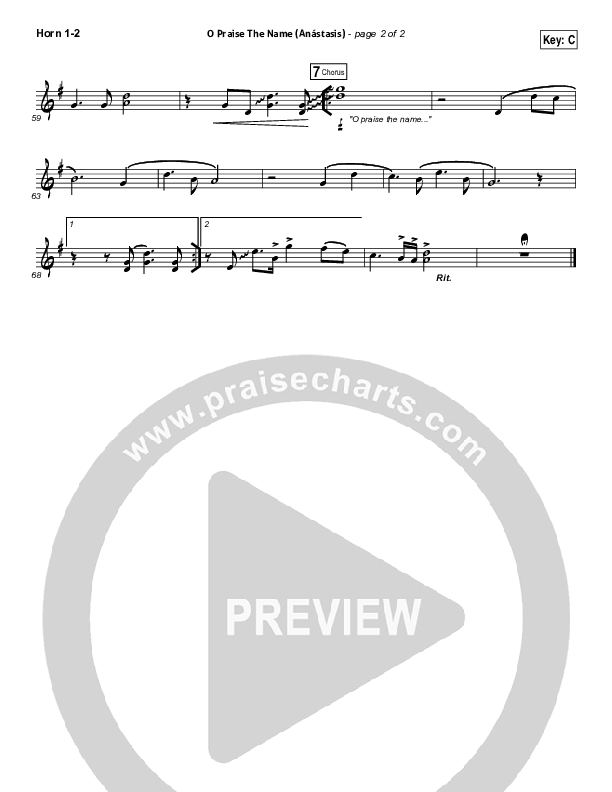 O Praise The Name (Anastasis) French Horn 1/2 (Hillsong Worship)