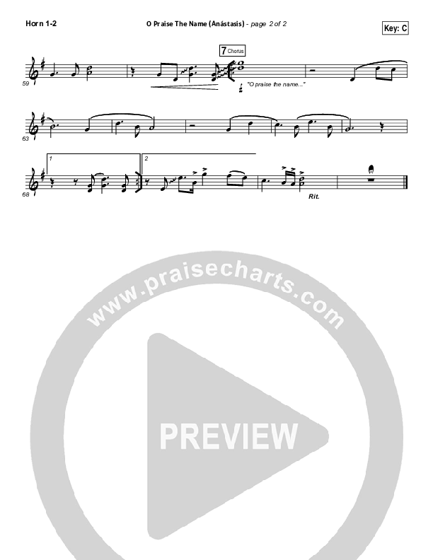 O Praise The Name (Anastasis) French Horn 1,2 (Hillsong Worship)