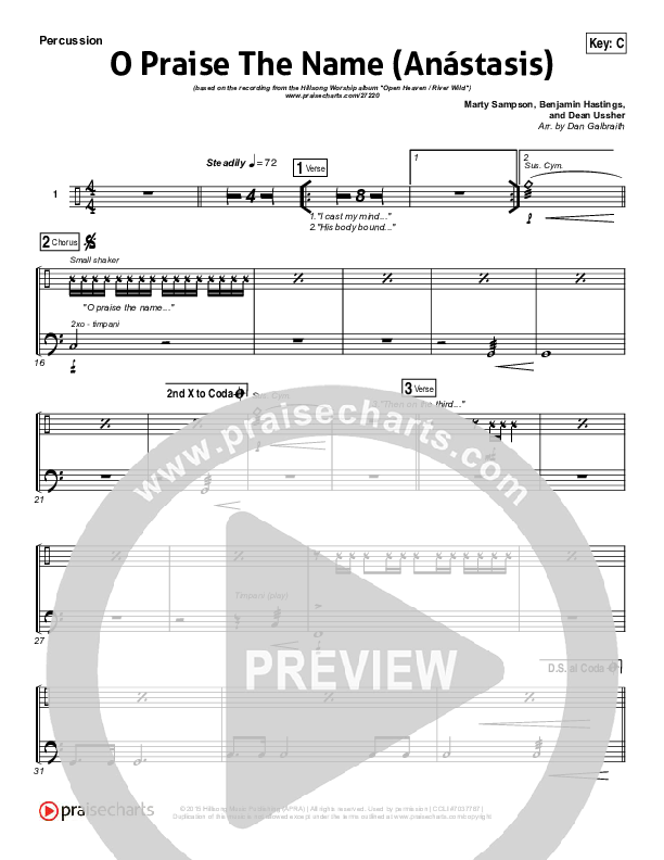 O Praise The Name (Anastasis) Percussion (Hillsong Worship)