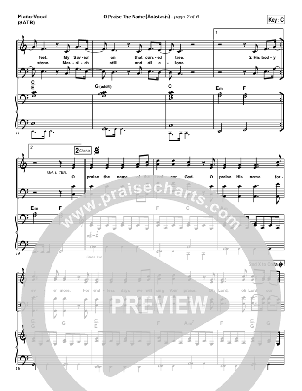 O Praise The Name (Anastasis) Piano/Vocal (SATB) (Hillsong Worship)