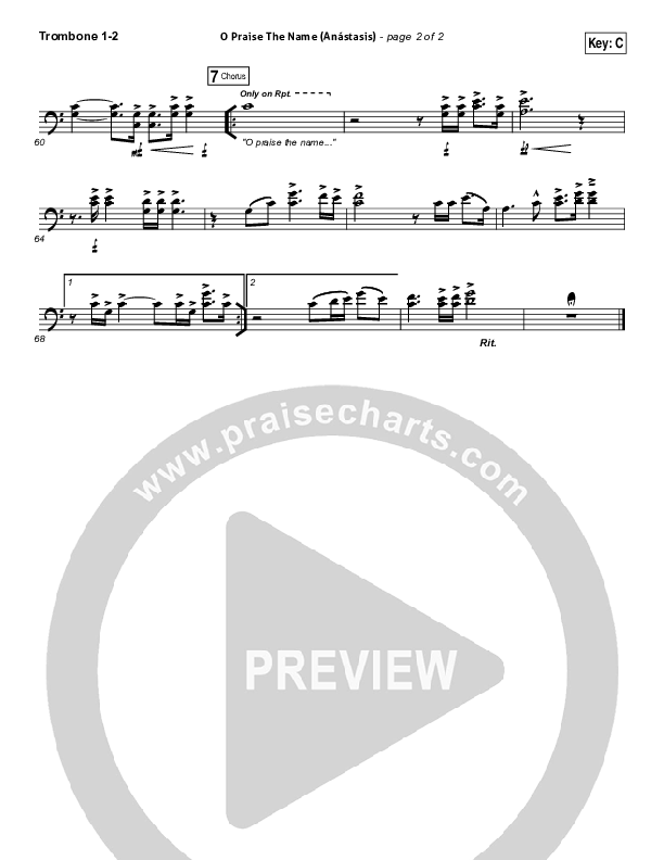 O Praise The Name (Anastasis) Trombone 1/2 (Hillsong Worship)