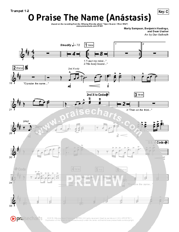 O Praise The Name (Anastasis) Trumpet 1,2 (Hillsong Worship)