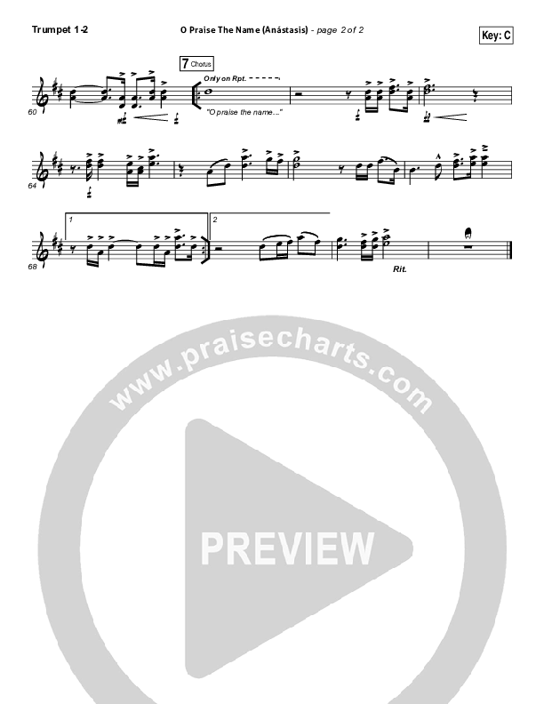 O Praise The Name (Anastasis) Trumpet 1,2 (Hillsong Worship)