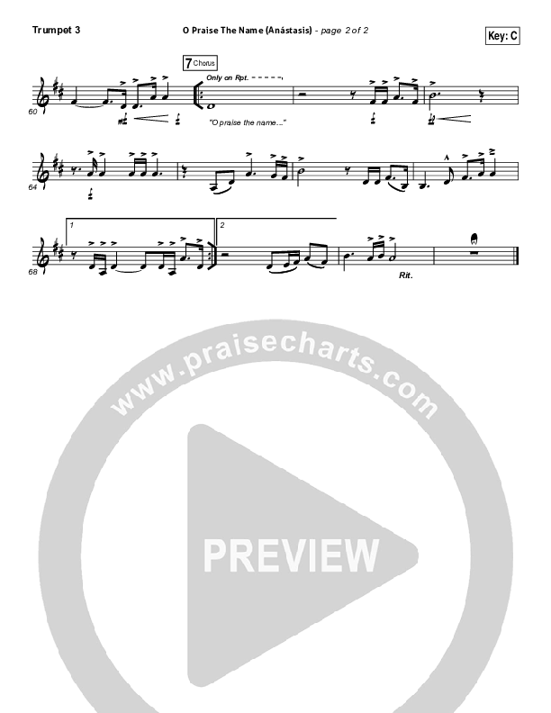 O Praise The Name (Anastasis) Trumpet 3 (Hillsong Worship)