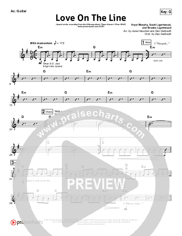 Love On The Line Rhythm Chart (Hillsong Worship)