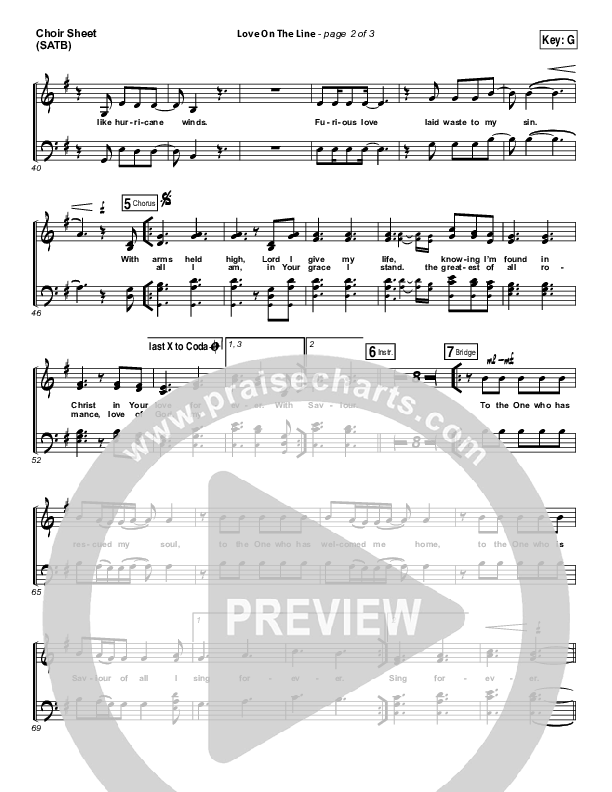 Love On The Line Choir Sheet (SATB) (Hillsong Worship)