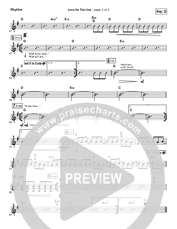 Love On The Line Rhythm Chart (Hillsong Worship)