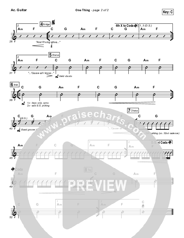 One Thing Acoustic Guitar (Hillsong Worship)