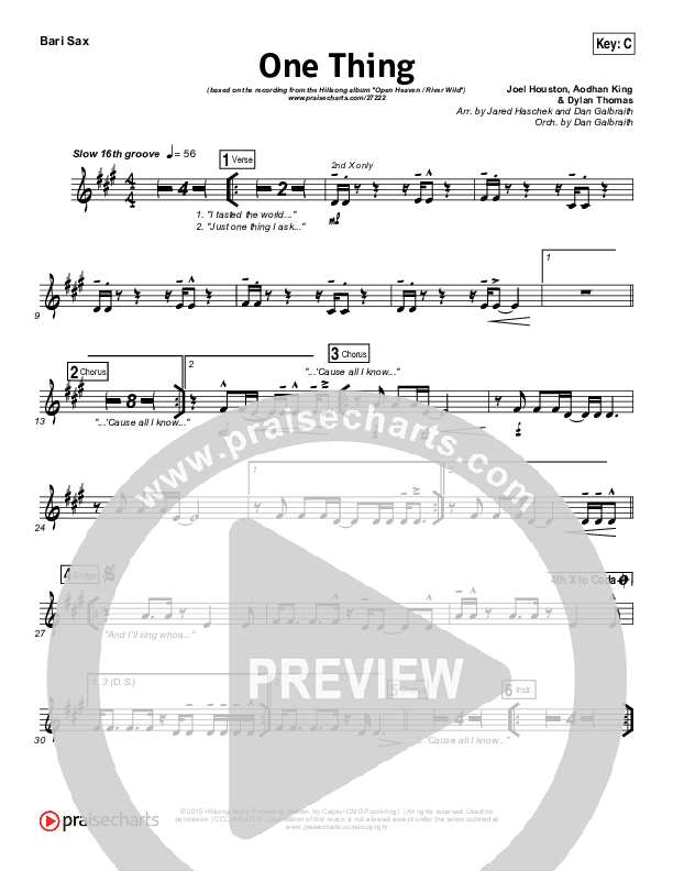 One Thing Bari Sax (Hillsong Worship)