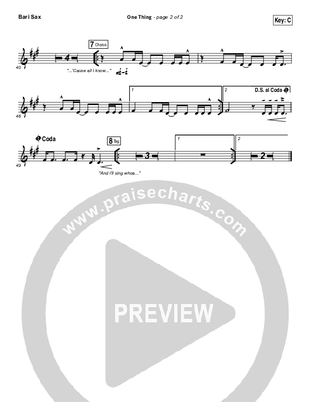 One Thing Bari Sax (Hillsong Worship)