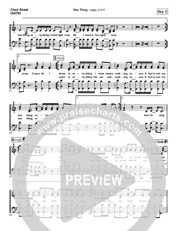 One Thing Choir Sheet (SATB) (Hillsong Worship)
