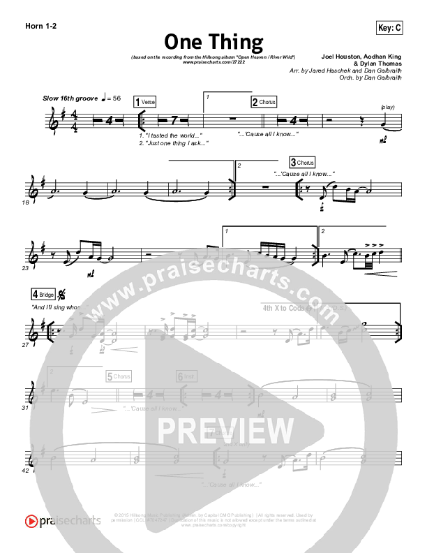 One Thing French Horn 1/2 (Hillsong Worship)