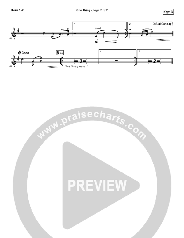 One Thing French Horn 1/2 (Hillsong Worship)