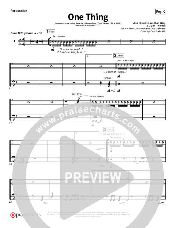 One Thing Percussion (Hillsong Worship)