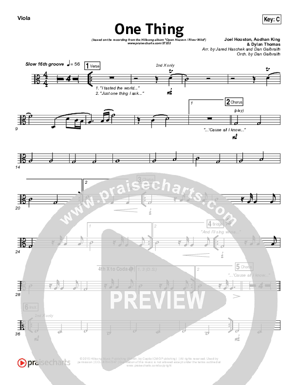 One Thing Viola (Hillsong Worship)