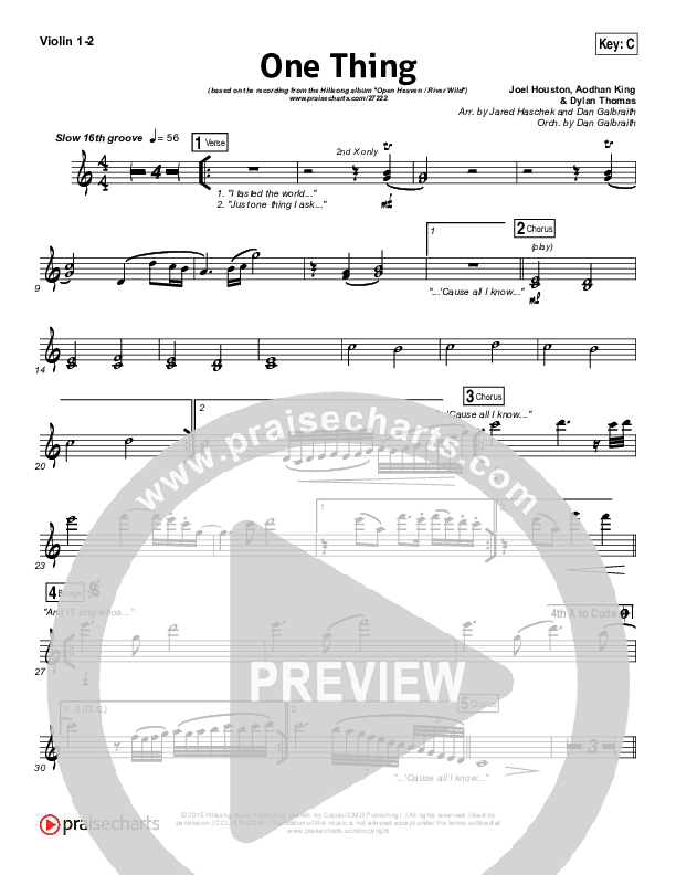 One Thing Violin 1/2 (Hillsong Worship)