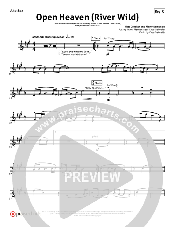 Open Heaven (River Wild) Alto Sax (Hillsong Worship / Hannah Hobbs)