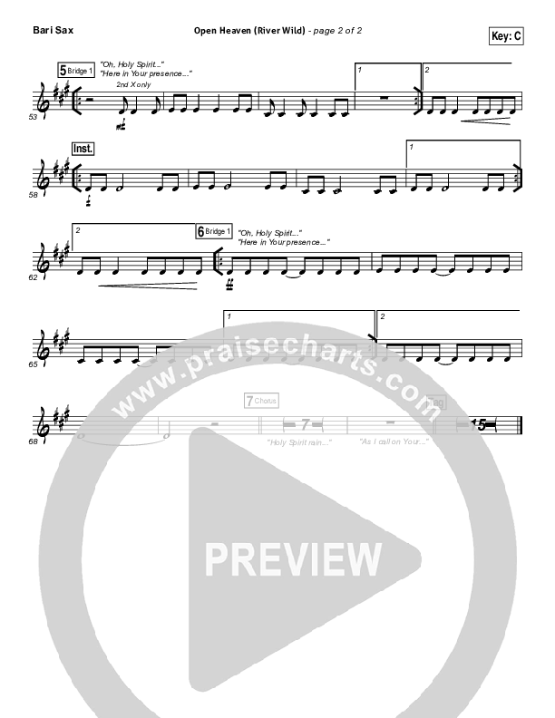 Open Heaven (River Wild) Bari Sax (Hillsong Worship / Hannah Hobbs)
