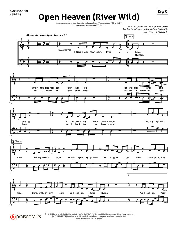 Open Heaven (River Wild) Choir Sheet (SATB) (Hillsong Worship / Hannah Hobbs)