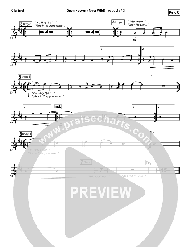 Open Heaven (River Wild) Clarinet (Hillsong Worship / Hannah Hobbs)