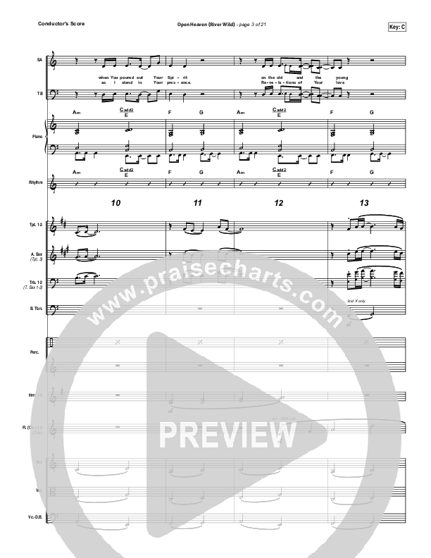 Open Heaven (River Wild) Conductor's Score (Hillsong Worship / Hannah Hobbs)