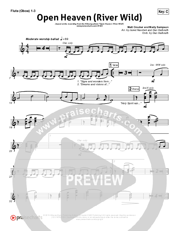 Open Heaven (River Wild) Flute/Oboe 1/2/3 (Hillsong Worship / Hannah Hobbs)