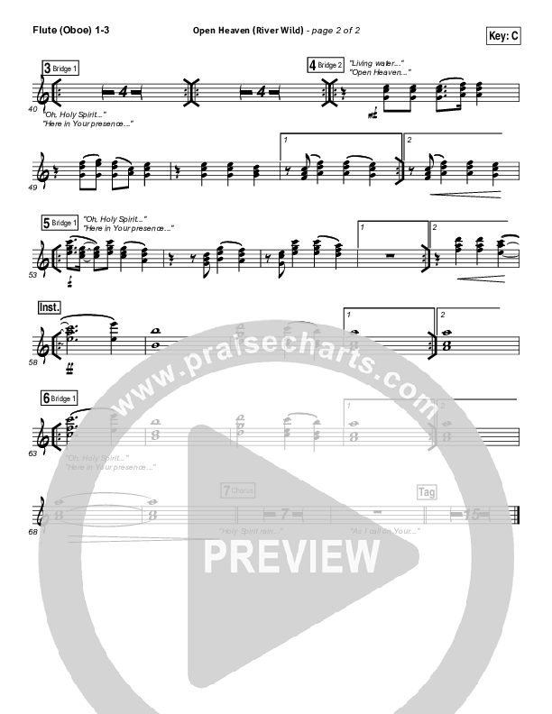 Open Heaven (River Wild) Flute/Oboe 1/2/3 (Hillsong Worship / Hannah Hobbs)