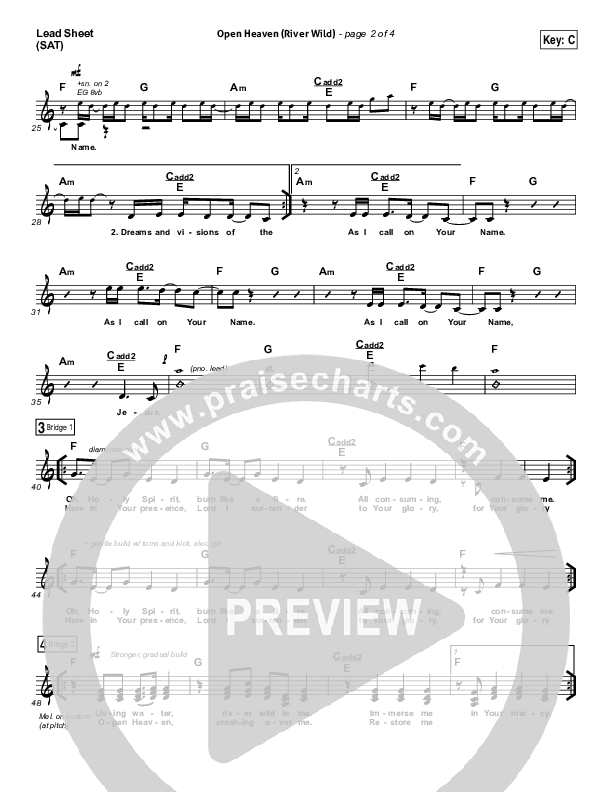 Open Heaven (River Wild) Lead Sheet (SAT) (Hillsong Worship / Hannah Hobbs)