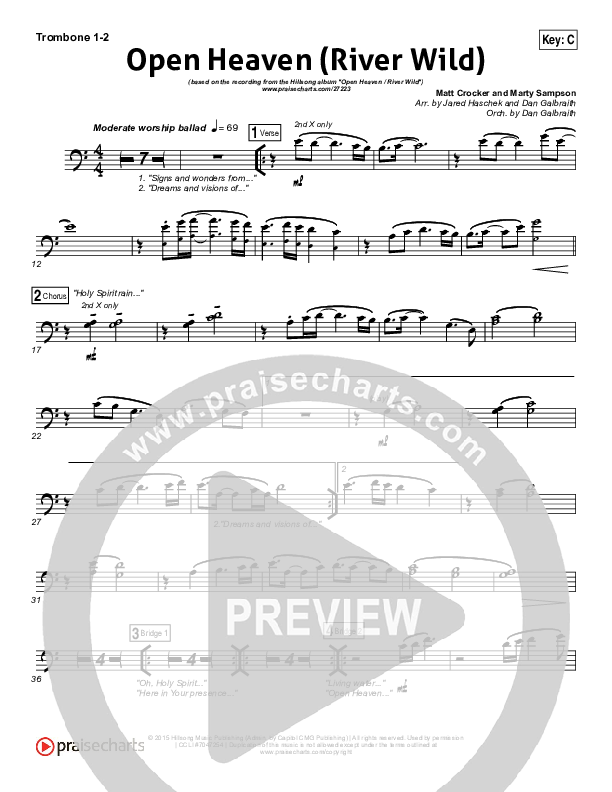 Open Heaven (River Wild) Trombone 1/2 (Hillsong Worship / Hannah Hobbs)