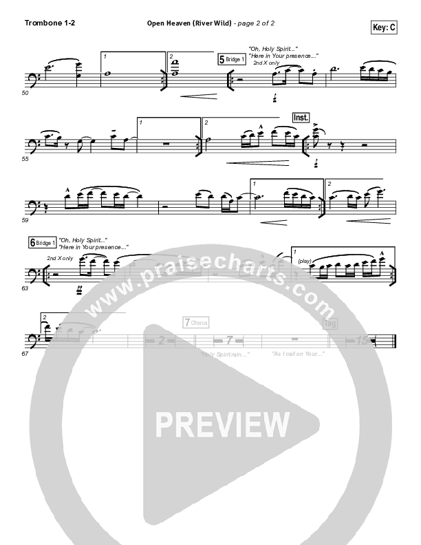 Open Heaven (River Wild) Trombone 1/2 (Hillsong Worship / Hannah Hobbs)