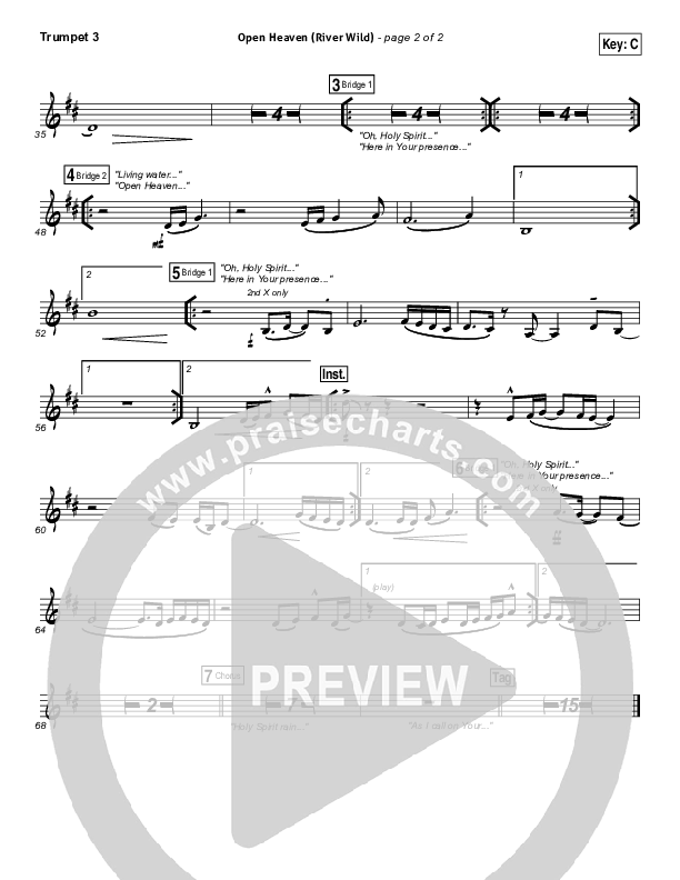 Open Heaven (River Wild) Trumpet 3 (Hillsong Worship / Hannah Hobbs)