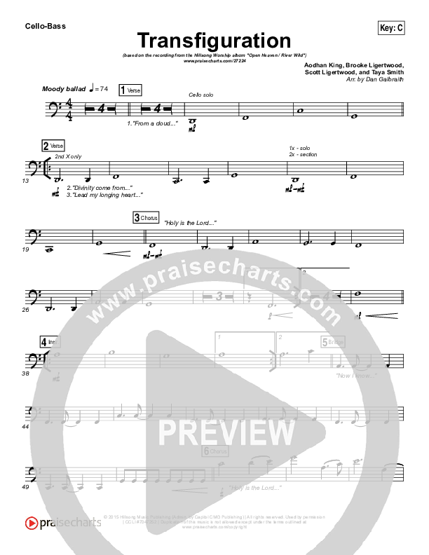 Transfiguration Cello/Bass (Hillsong Worship)