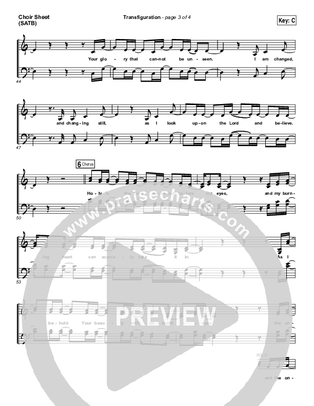 Transfiguration Choir Sheet (SATB) (Hillsong Worship)