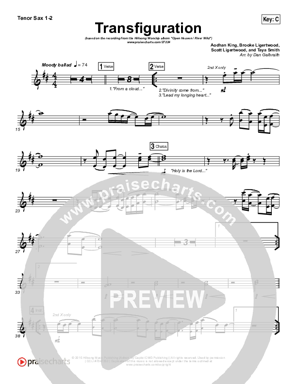 Transfiguration Tenor Sax 1/2 (Hillsong Worship)