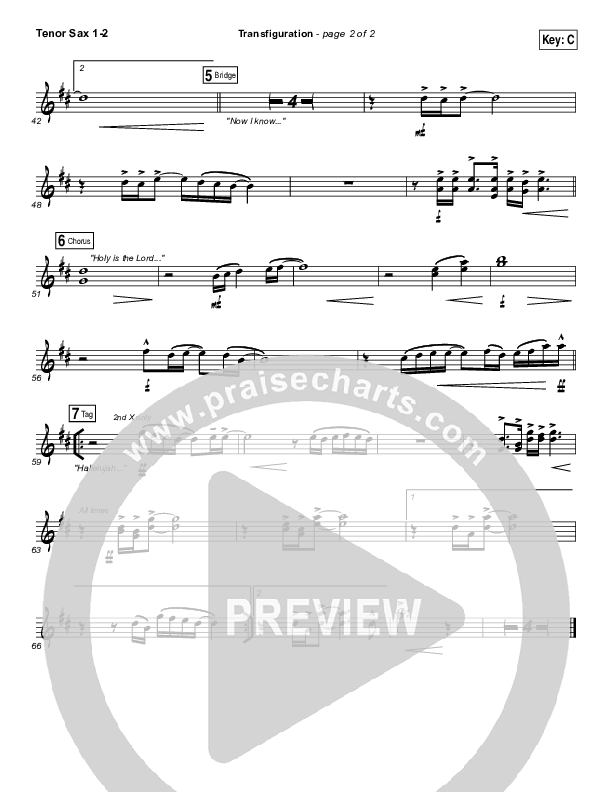 Transfiguration Tenor Sax 1/2 (Hillsong Worship)