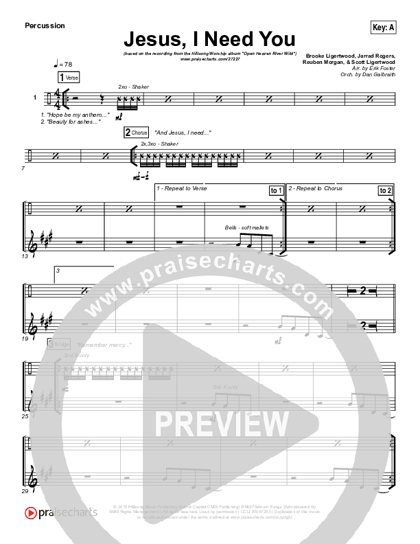 Jesus I Need You Percussion (Hillsong Worship)