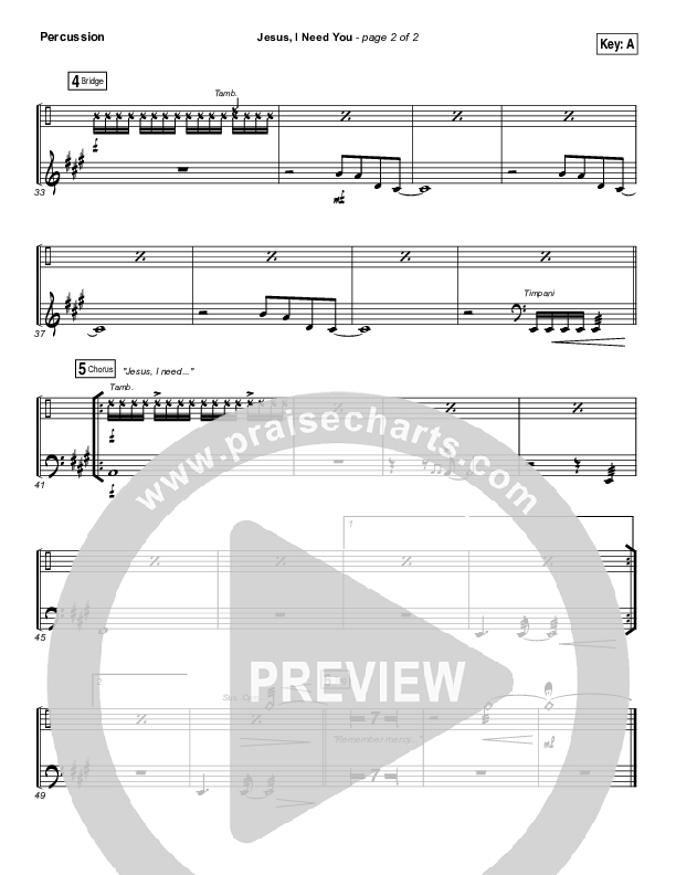 Jesus I Need You Percussion (Hillsong Worship)